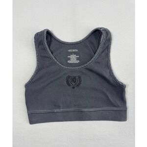 Acid Wash Wild Fable Crest Embroidered Crop Tank Top Womens Small Gray